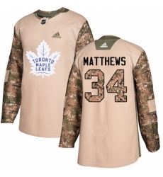 Men's Adidas Toronto Maple Leafs #34 Auston Matthews Authentic Camo Veterans Day Practice NHL Jersey