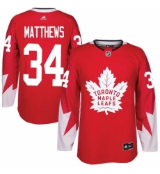 Men's Adidas Toronto Maple Leafs #34 Auston Matthews Authentic Red Alternate NHL Jersey