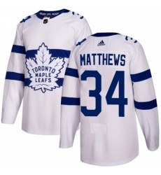 Men's Adidas Toronto Maple Leafs #34 Auston Matthews Authentic White 2018 Stadium Series NHL Jersey