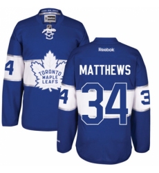 Men's Reebok Toronto Maple Leafs #34 Auston Matthews Authentic Royal Blue 2017 Centennial Classic NHL Jersey