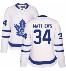 Women's Reebok Toronto Maple Leafs #34 Auston Matthews Authentic White Away NHL Jersey