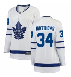 Women's Toronto Maple Leafs #34 Auston Matthews Authentic White Away Fanatics Branded Breakaway NHL Jersey
