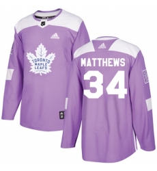 Youth Adidas Toronto Maple Leafs #34 Auston Matthews Authentic Purple Fights Cancer Practice NHL Jersey