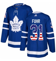 Men's Adidas Toronto Maple Leafs #31 Frederik Andersen Authentic Royal Blue USA Flag Fashion NHL Jersey