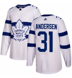 Men's Adidas Toronto Maple Leafs #31 Frederik Andersen Authentic White 2018 Stadium Series NHL Jersey