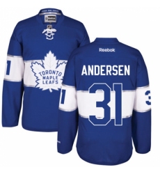 Men's Reebok Toronto Maple Leafs #31 Frederik Andersen Authentic Royal Blue 2017 Centennial Classic NHL Jersey