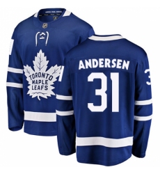 Men's Toronto Maple Leafs #31 Frederik Andersen Fanatics Branded Royal Blue Home Breakaway NHL Jersey