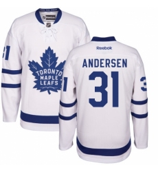 Women's Reebok Toronto Maple Leafs #31 Frederik Andersen Authentic White Away NHL Jersey