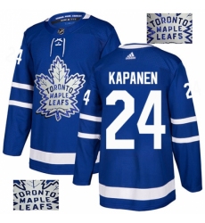 Men's Adidas Toronto Maple Leafs #24 Kasperi Kapanen Authentic Royal Blue Fashion Gold NHL Jersey