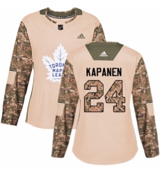 Women's Adidas Toronto Maple Leafs #24 Kasperi Kapanen Authentic Camo Veterans Day Practice NHL Jersey