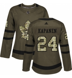 Women's Adidas Toronto Maple Leafs #24 Kasperi Kapanen Authentic Green Salute to Service NHL Jersey