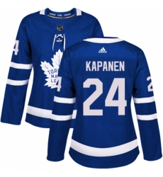 Women's Adidas Toronto Maple Leafs #24 Kasperi Kapanen Authentic Royal Blue Home NHL Jersey