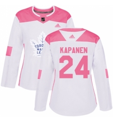 Women's Adidas Toronto Maple Leafs #24 Kasperi Kapanen Authentic White/Pink Fashion NHL Jersey