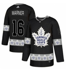 Men's Adidas Toronto Maple Leafs #16 Mitchell Marner Authentic Black Team Logo Fashion NHL Jersey