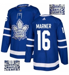 Men's Adidas Toronto Maple Leafs #16 Mitchell Marner Authentic Royal Blue Fashion Gold NHL Jersey