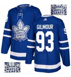 Men's Adidas Toronto Maple Leafs #93 Doug Gilmour Authentic Royal Blue Fashion Gold NHL Jersey