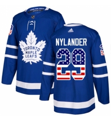 Men's Adidas Toronto Maple Leafs #29 William Nylander Authentic Royal Blue USA Flag Fashion NHL Jersey