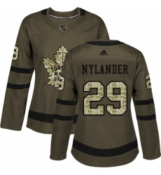 Women's Adidas Toronto Maple Leafs #29 William Nylander Authentic Green Salute to Service NHL Jersey