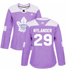 Women's Adidas Toronto Maple Leafs #29 William Nylander Authentic Purple Fights Cancer Practice NHL Jersey