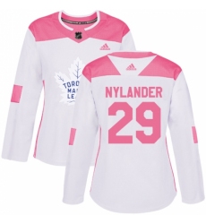 Women's Adidas Toronto Maple Leafs #29 William Nylander Authentic White/Pink Fashion NHL Jersey