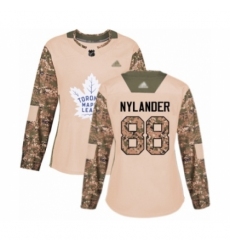 Women's Toronto Maple Leafs #88 William Nylander Authentic Camo Veterans Day Practice Hockey Jersey