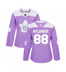 Women's Toronto Maple Leafs #88 William Nylander Authentic Purple Fights Cancer Practice Hockey Jersey
