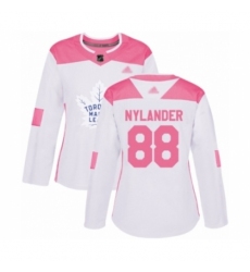 Women's Toronto Maple Leafs #88 William Nylander Authentic White Pink Fashion Hockey Jersey