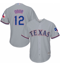 Men's Majestic Texas Rangers #12 Rougned Odor Replica Grey Road Cool Base MLB Jersey