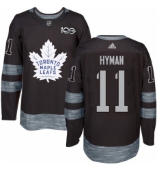 Men's Adidas Toronto Maple Leafs #11 Zach Hyman Authentic Black 1917-2017 100th Anniversary NHL Jersey