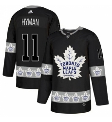 Men's Adidas Toronto Maple Leafs #11 Zach Hyman Authentic Black Team Logo Fashion NHL Jersey