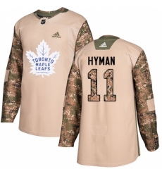 Men's Adidas Toronto Maple Leafs #11 Zach Hyman Authentic Camo Veterans Day Practice NHL Jersey