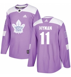 Men's Adidas Toronto Maple Leafs #11 Zach Hyman Authentic Purple Fights Cancer Practice NHL Jersey