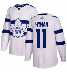 Men's Adidas Toronto Maple Leafs #11 Zach Hyman Authentic White 2018 Stadium Series NHL Jersey