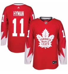 Men's Adidas Toronto Maple Leafs #11 Zach Hyman Premier Red Alternate NHL Jersey