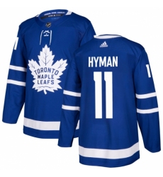 Men's Adidas Toronto Maple Leafs #11 Zach Hyman Premier Royal Blue Home NHL Jersey