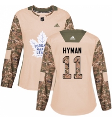 Women's Adidas Toronto Maple Leafs #11 Zach Hyman Authentic Camo Veterans Day Practice NHL Jersey
