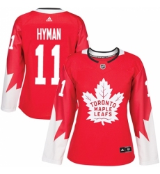 Women's Adidas Toronto Maple Leafs #11 Zach Hyman Authentic Red Alternate NHL Jersey