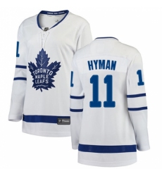 Women's Toronto Maple Leafs #11 Zach Hyman Authentic White Away Fanatics Branded Breakaway NHL Jersey