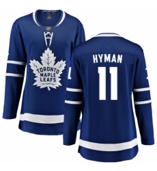 Women's Toronto Maple Leafs #11 Zach Hyman Fanatics Branded Royal Blue Home Breakaway NHL Jersey