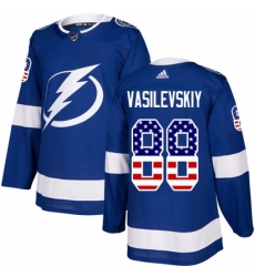 Men's Adidas Tampa Bay Lightning #88 Andrei Vasilevskiy Authentic Blue USA Flag Fashion NHL Jersey