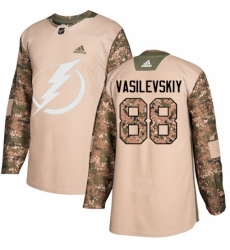 Men's Adidas Tampa Bay Lightning #88 Andrei Vasilevskiy Authentic Camo Veterans Day Practice NHL Jersey