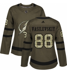 Women's Adidas Tampa Bay Lightning #88 Andrei Vasilevskiy Authentic Green Salute to Service NHL Jersey