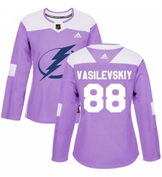 Women's Adidas Tampa Bay Lightning #88 Andrei Vasilevskiy Authentic Purple Fights Cancer Practice NHL Jersey