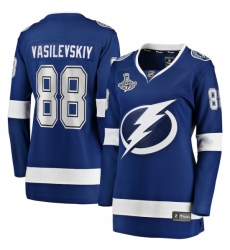 Women's Tampa Bay Lightning #88 Andrei Vasilevskiy Fanatics Branded Blue Home 2020 Stanley Cup Champions Breakaway Jersey