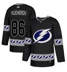 Men's Adidas Tampa Bay Lightning #86 Nikita Kucherov Authentic Black Team Logo Fashion NHL Jersey