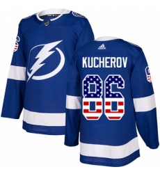 Men's Adidas Tampa Bay Lightning #86 Nikita Kucherov Authentic Blue USA Flag Fashion NHL Jersey