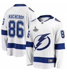 Men's Tampa Bay Lightning #86 Nikita Kucherov Fanatics Branded White Away 2020 Stanley Cup Champions Breakaway Jersey