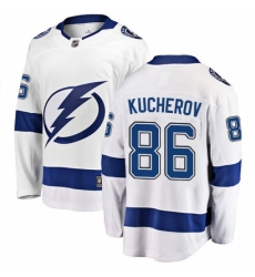 Men's Tampa Bay Lightning #86 Nikita Kucherov Fanatics Branded White Away Breakaway NHL Jersey