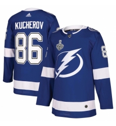 Men's Tampa Bay Lightning #86 Nikita Kucherov adidas Blue 2020 Stanley Cup Final Bound Authentic Player Jersey