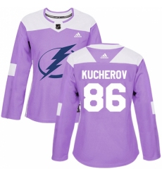 Women's Adidas Tampa Bay Lightning #86 Nikita Kucherov Authentic Purple Fights Cancer Practice NHL Jersey